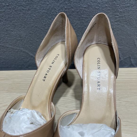 Colin Stuart d'Orsay Pumps in a Nude/Tan Leather Finish w/ A Bow Detail Size 8.5 - Picture 4 of 8